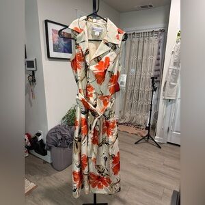 *NWT* Vintage Jessica Howard sleeveless cream dress with red and tan flowers